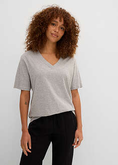 Camiseta larga ancha con cuello en V, manga corta (5 unidades)