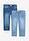 Vaqueros capri, 2 unidades - Azul + azul claro desgastado - bonprix